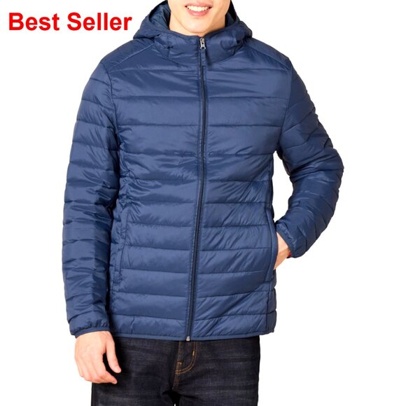 Lightweight Water-Resistant Packable Hooded Puffer Jacket